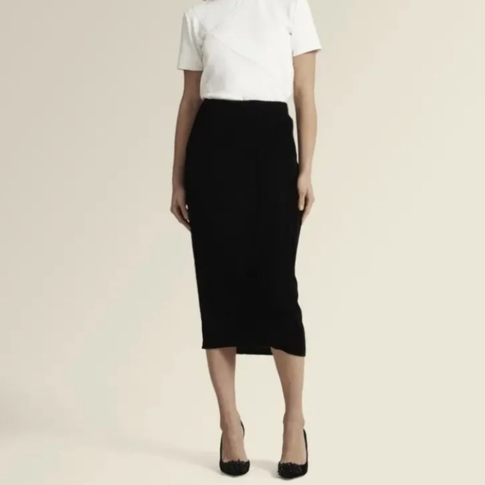 4-27 Donna Karan New York Faux Wrap Velvet Midi Skirt Size 8 NWT